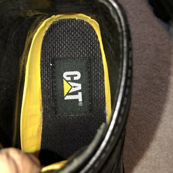 CATERPILLAR Mens Black Leather Ankle Work Boots Sz 8 - Picture 9 of 10